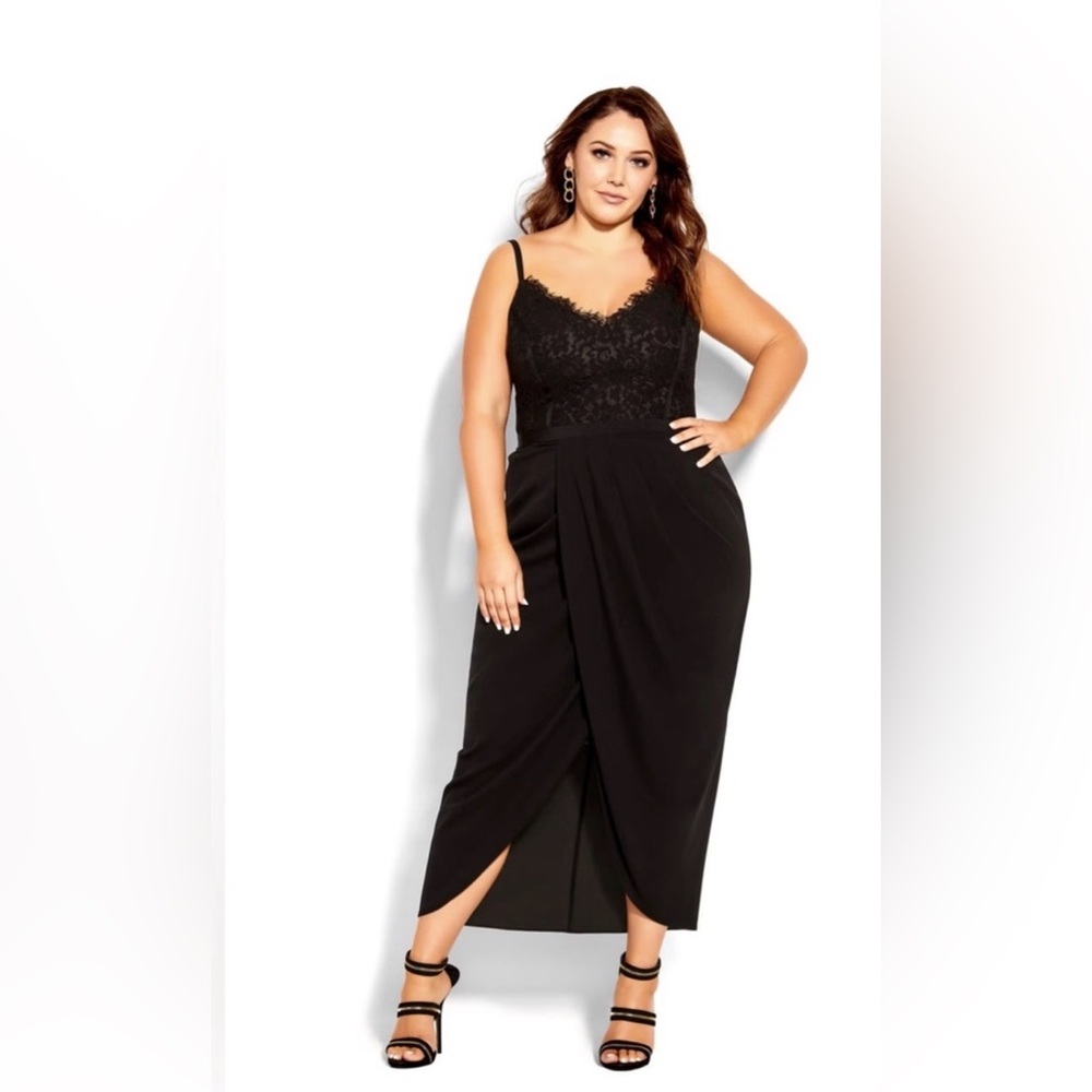 NWT City Chic Black Lace Touch Dress